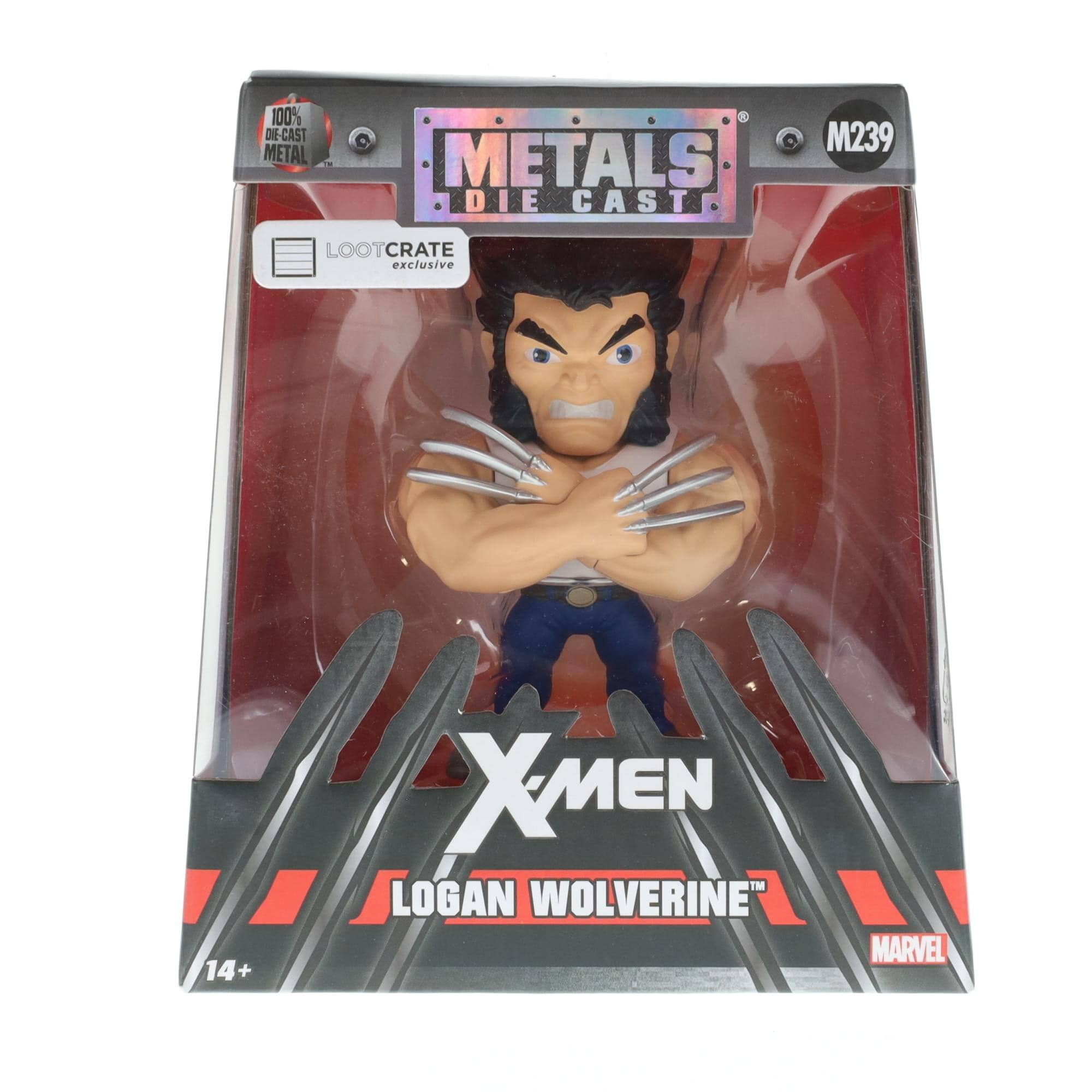 100% DE DIE-CAST METAL  
METALS DIE CAST  
LOOTCRATE exclusive  
M239  
X-MEN LOGAN WOLVERINE™  
MARVEL  
14+