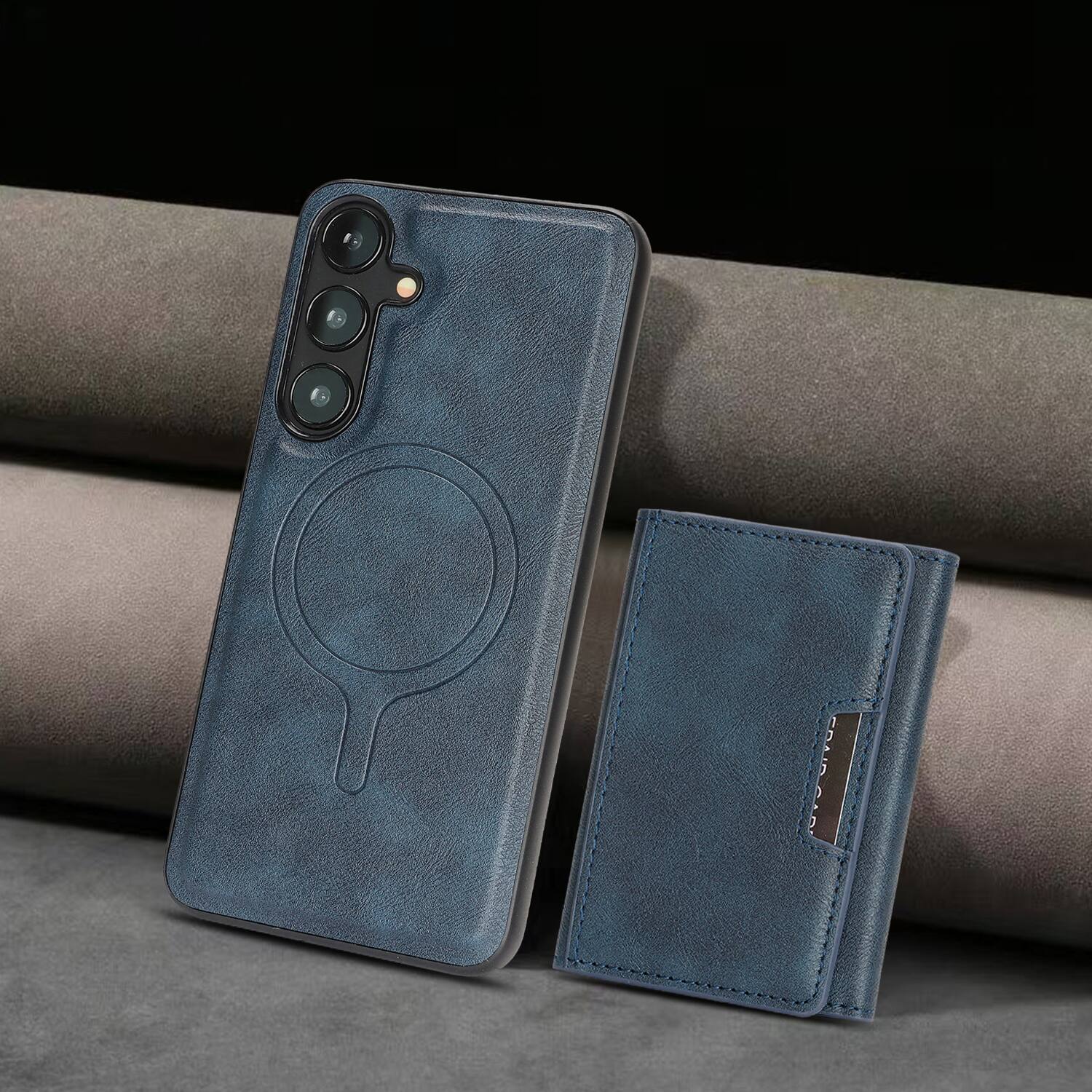 Alt View 1. Dteck - 2-in-1 Magnetic Wallet Case for Samsung Galaxy A17 5G, Shockproof PU Leather Cover with Detachable 7-Card Holder - Blue.