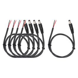 Unique Bargains - 5pcs DC Power Pigtails Cable, 5.5x2.5mm Male to Bare Wire, for PC, Laptop, Toys, Cellphone, Electronic Devices - Black