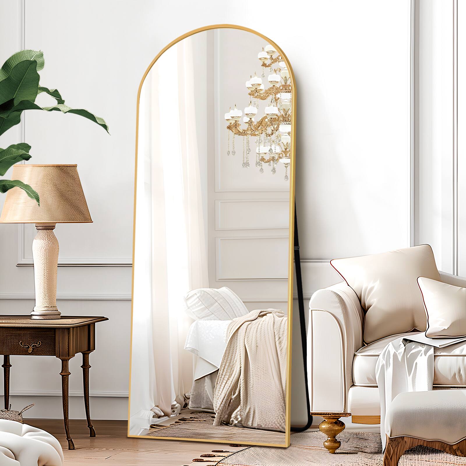 Alt View 1. PexFix - 24x64" Full Length Mirror, Aluminium Frame, Wall Mount or Leaning Floor Mirror for Bedroom & Entryway - Gold.