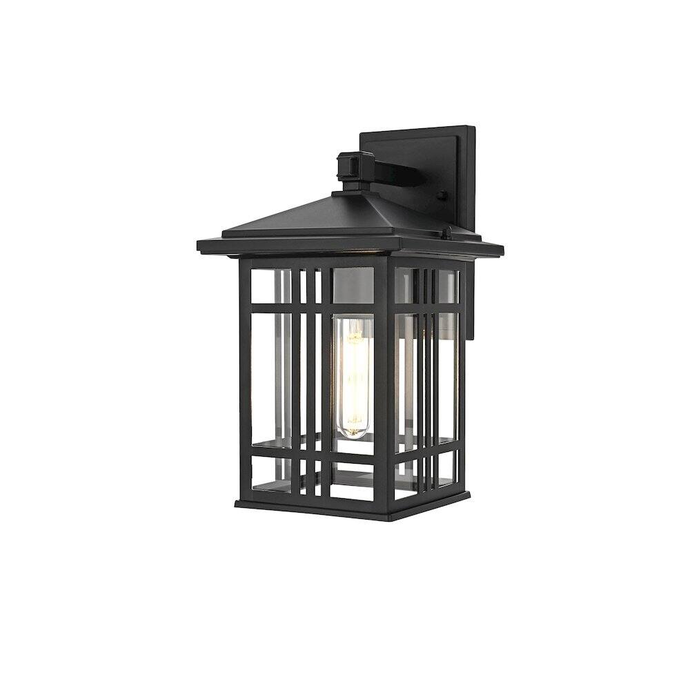 Angle. Elegant Lighting - Harley 13 inch Outdoor Wall sconce in Black - Black And Clear.