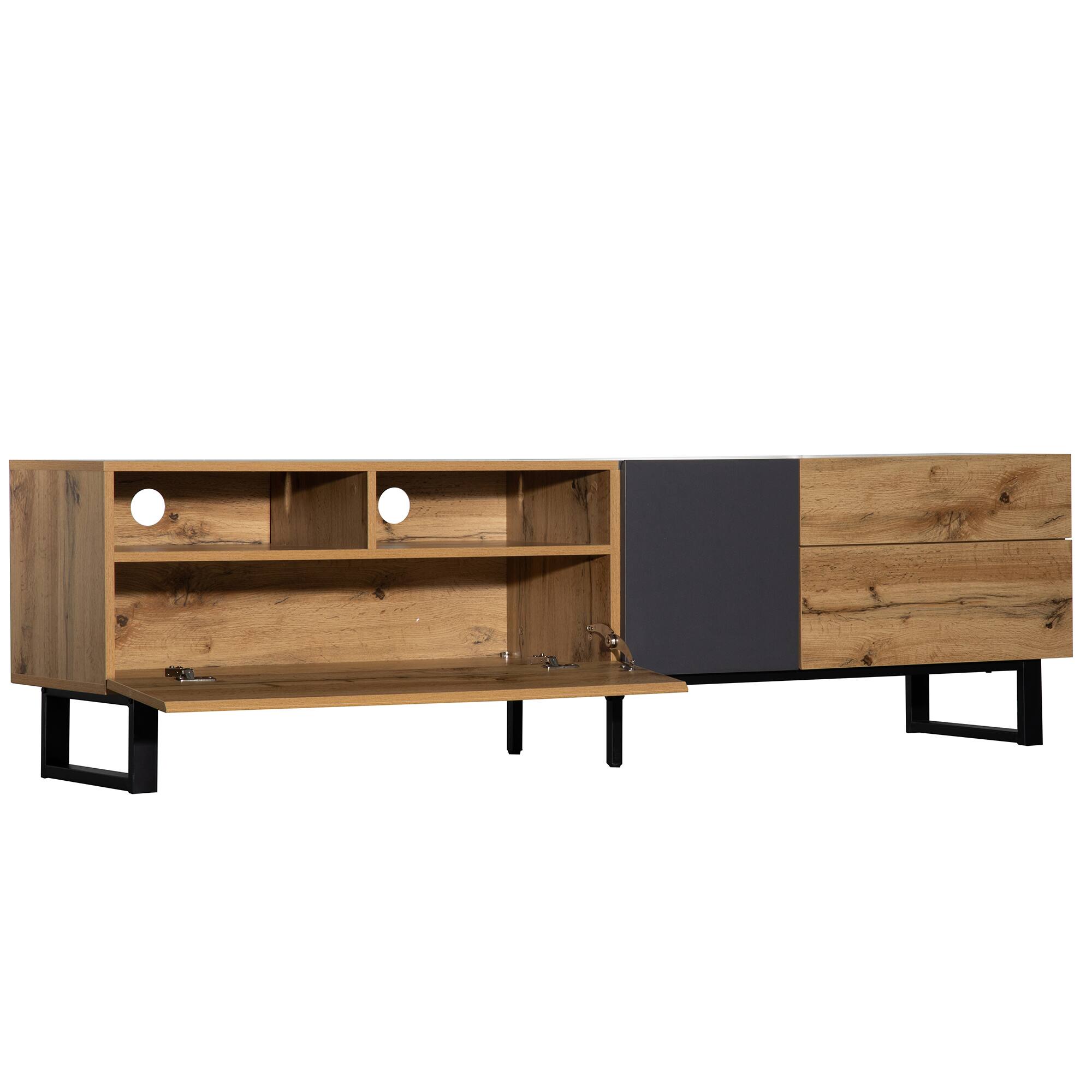 Alt View 7. Spaco - Spaco Modern TV Stand for 80" TV, Media Console with Double Storage and Drop Down Door for Living Room Bedroom Theater - Wood.