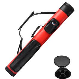 GSE Games & Sports Expert - 2x2 Oval Deluxe Hard Billiard Pool Cue Stick Carrying Case, Billiard Cue Case - Black/Red