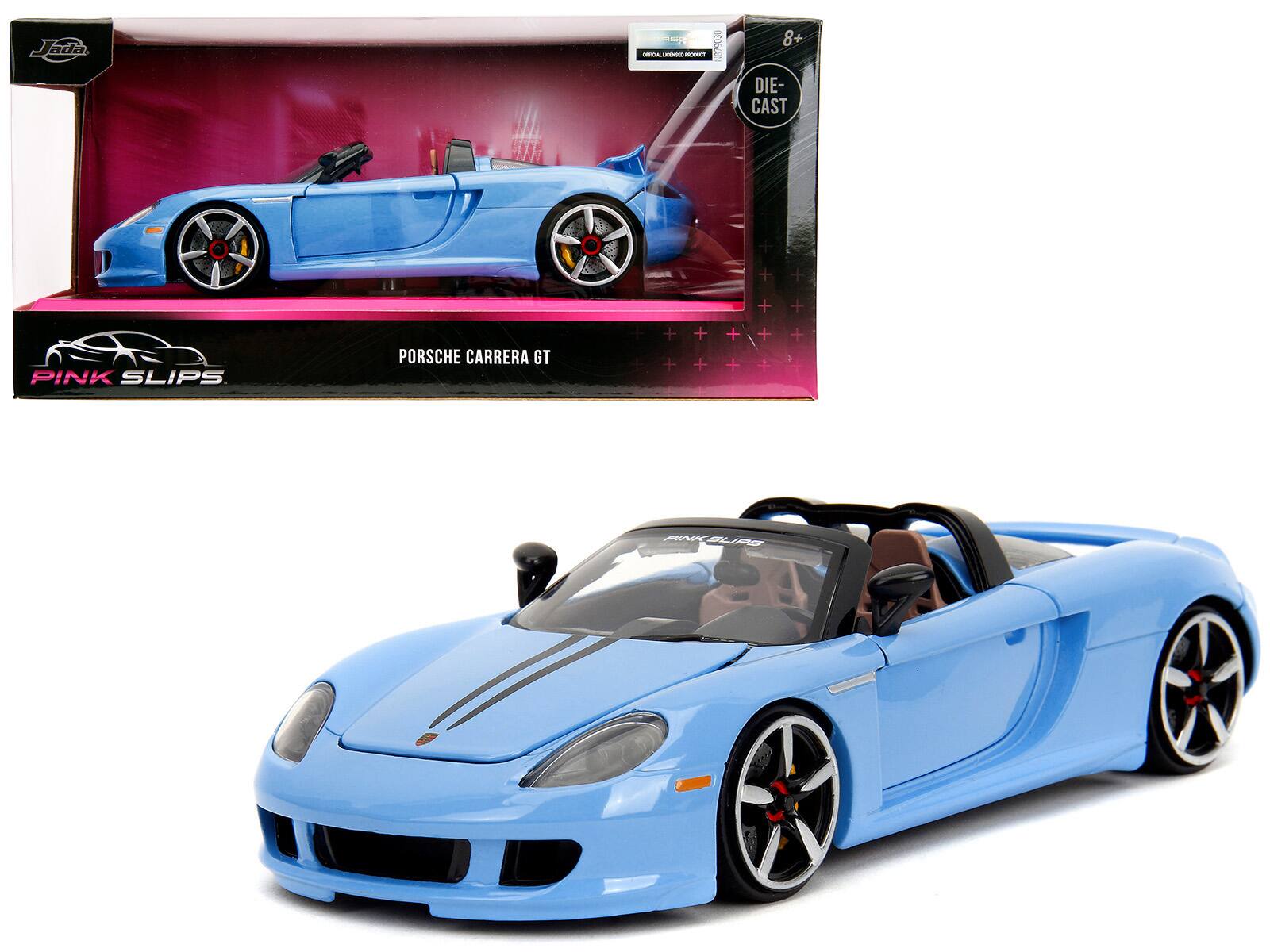"Porsche Carrera GT Convertible Blue with Black Stripes ""Pink Slips"" Series 1/24 Diecast Model Car by Jada" price history on PriceWatchPro