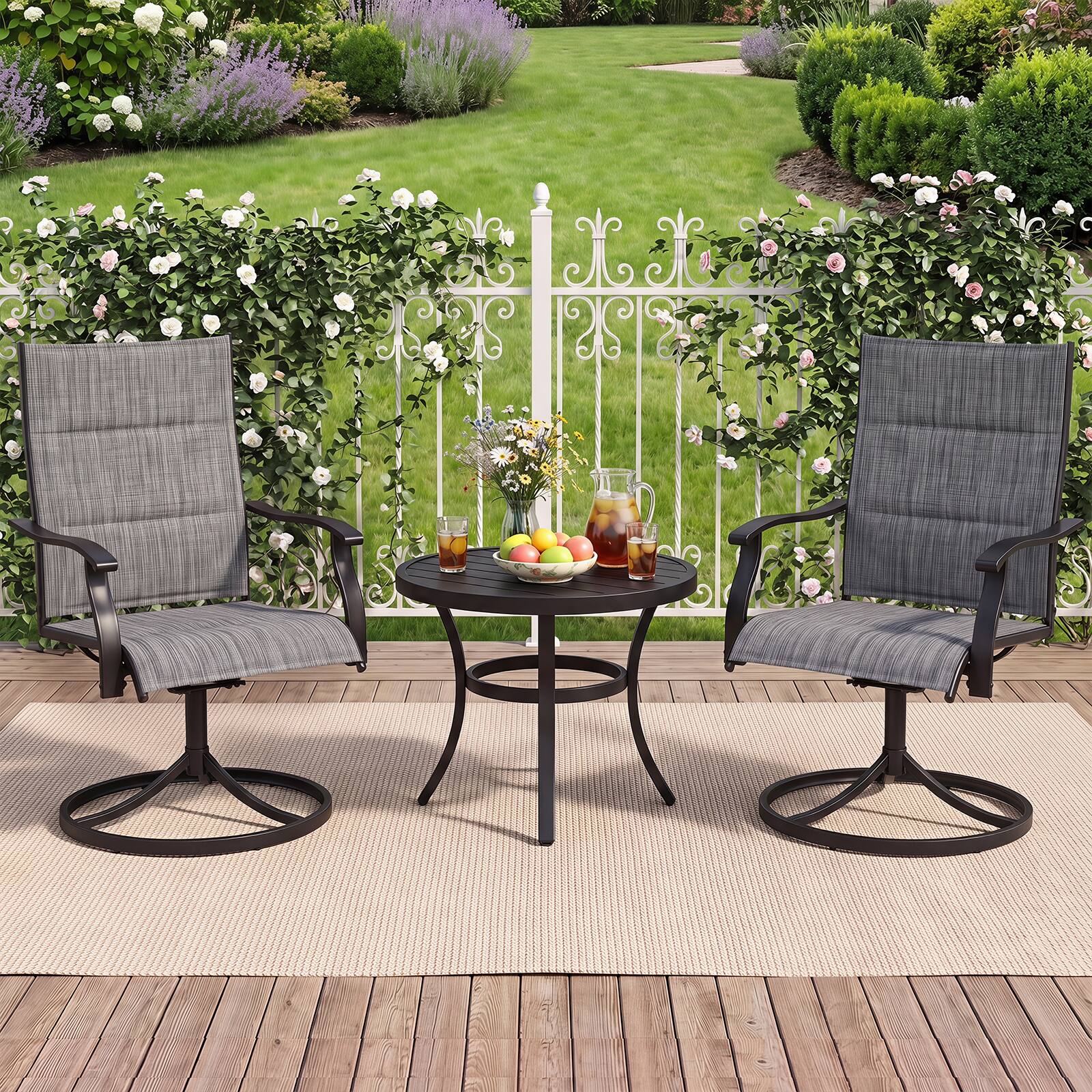 Alt View 4. Gymax - Gymax Padded Patio Swivel Chairs Set of 4 Ergonomic Outdoor Dining Chairs w/High Back Gray - Gray.