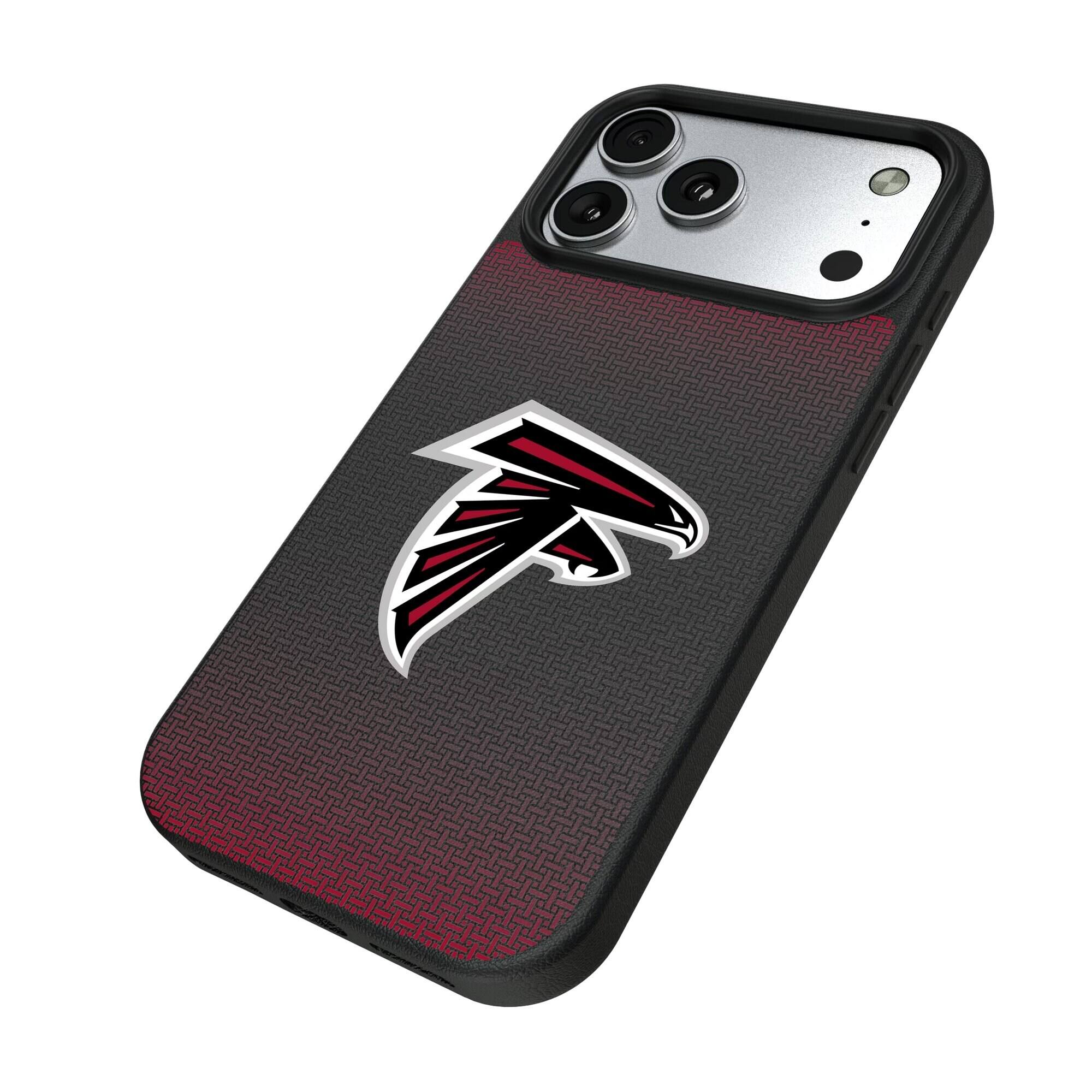 Alt View 1. Keyscaper - Atlanta Falcons Linen Logo iPhone Magnetic Bump Case - 17 Pro - Black.