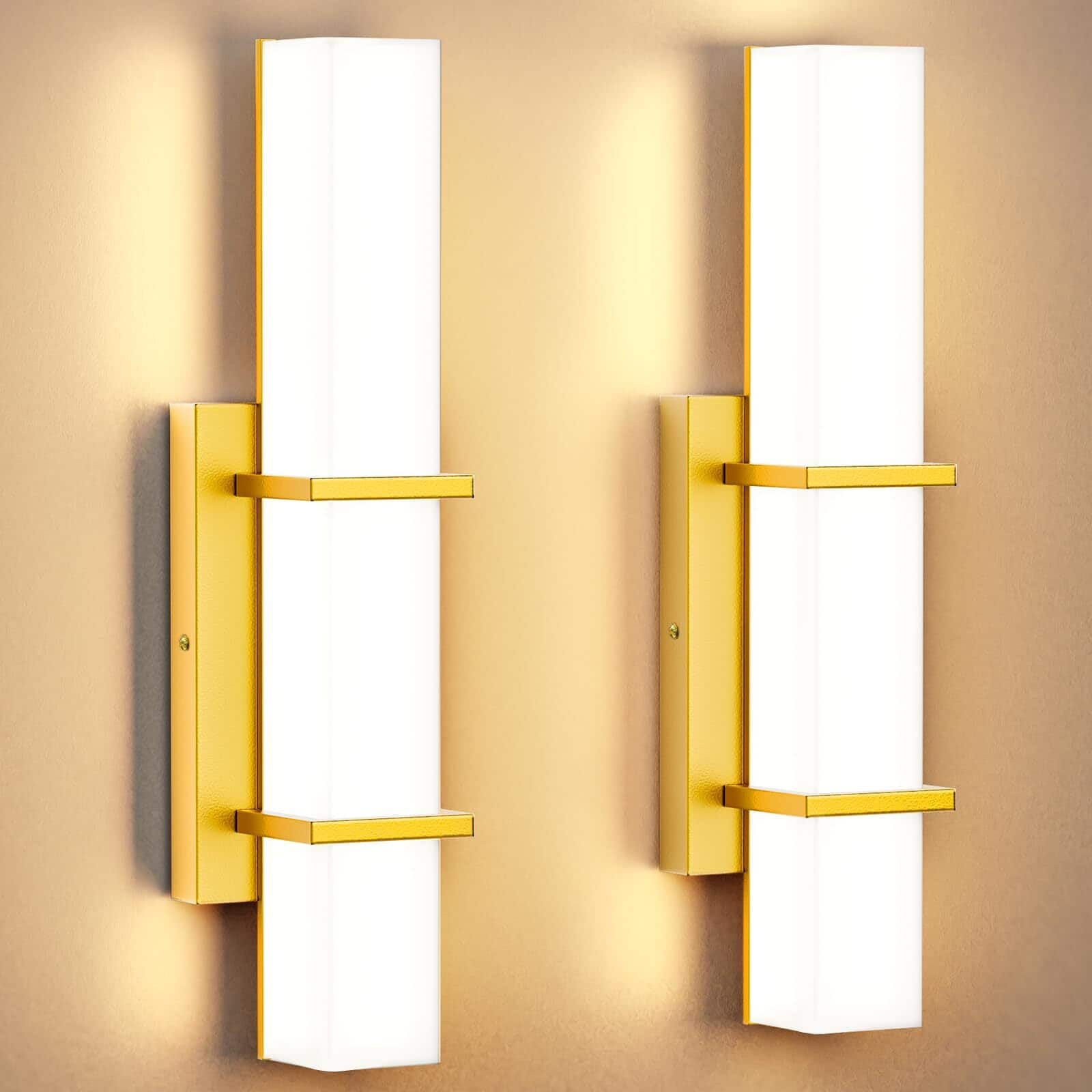 E.P. Light - Set of 2 Minimalist LED Hardwired Wall Sconces - Gold