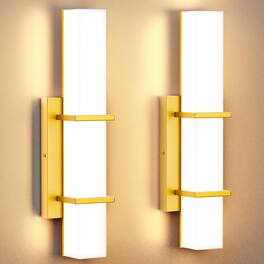 E.P. Light - Set of 2 Minimalist LED Hardwired Wall Sconces - Gold