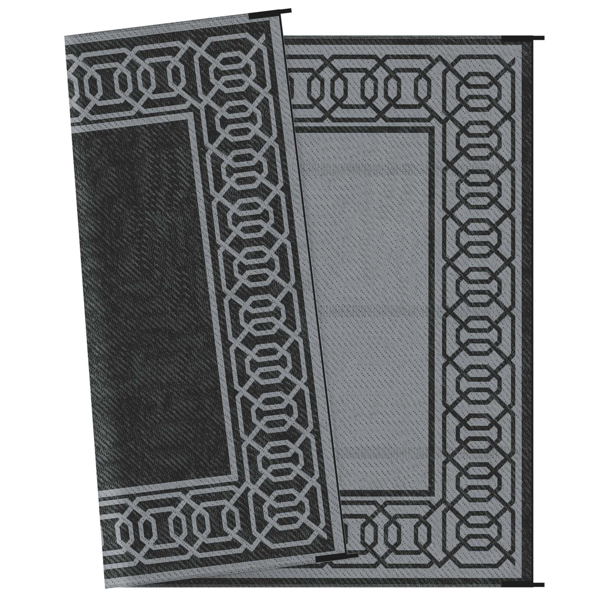 Alt View 8. Outsunny - Outdoor Rug for Patio, 9' x 12' Waterproof Large Mat, Reversible Plastic Straw Rug for Decor - Black and Gray Border.
