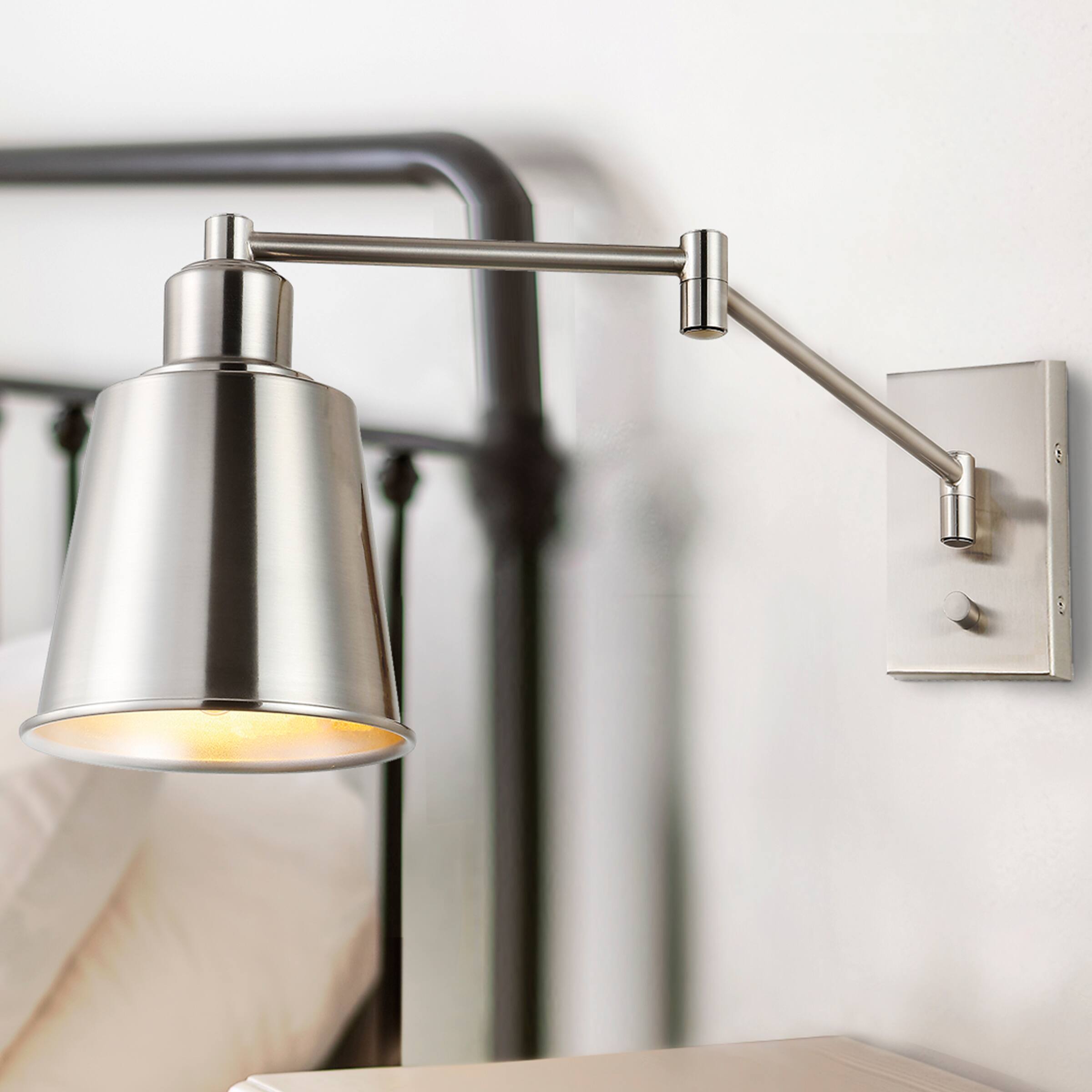 Alt View 7. Jonathan Y - Cary 5.75" Iron Contemporary Swing Arm LED Wall Sconce, Nickel - Nickel.