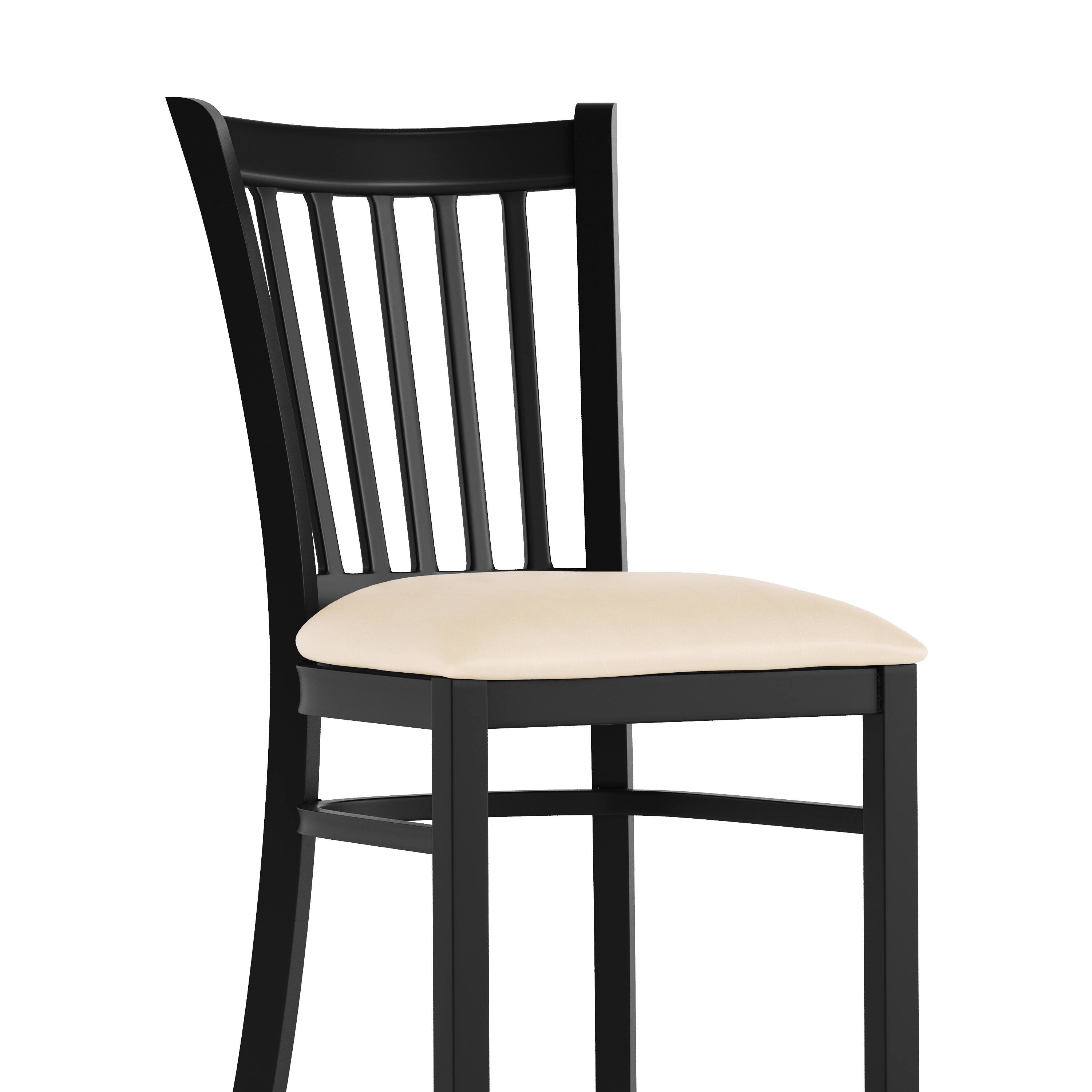 Alt View 10. Emma + Oliver - Ladder Back Metal Restaurant Dining Chair - Tan Vinyl Seat/Black Metal Frame.