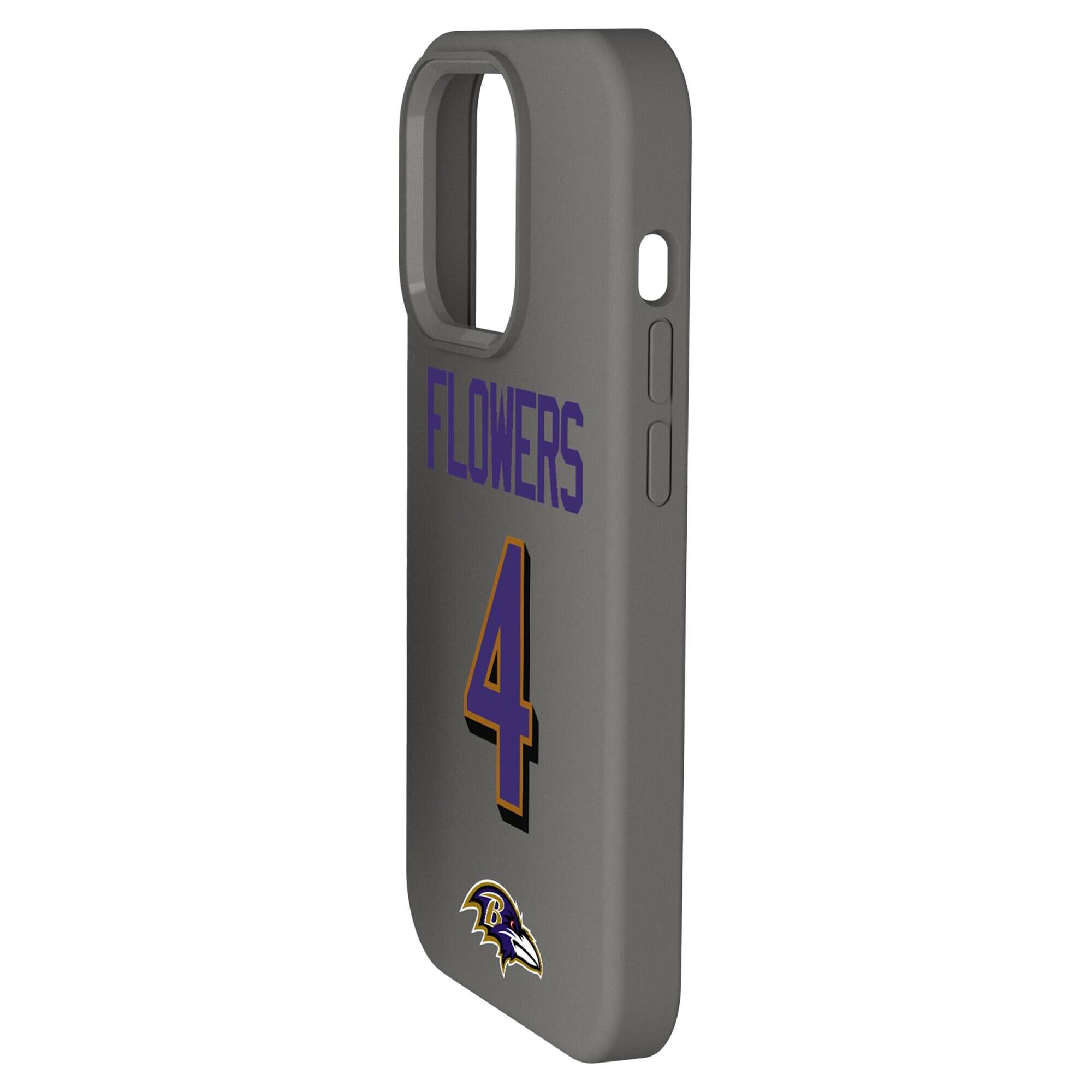 Alt View 1. Keyscaper - Zay Flowers Gray Baltimore Ravens Ready Soft Touch iPhone Case - 14 - Gray.