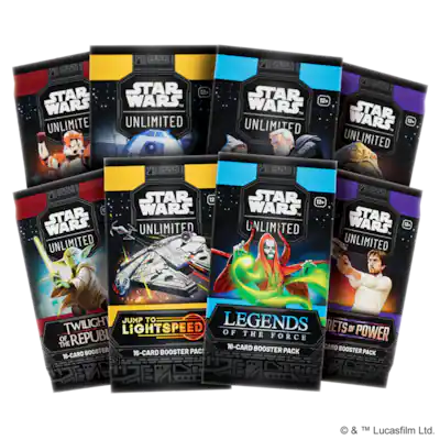 Asmodee - FFG - Star Wars: Unlimited Trading Card Game - Legends of The Force - Pre Release Box (6 Booster Packs) - TCG für Kinder und Erwachsene, Alter 12 , 2 Spieler, 20 Minuten, Englisch Asmodee - FFG - Star Wars: Unlimited Trading Card Game - Legends of The Force - Pre Release Box (6 Booster Packs) - TCG für Kinder und Erwachsene, Alter 12 , 2 Spieler, 20 Minuten, Englisch