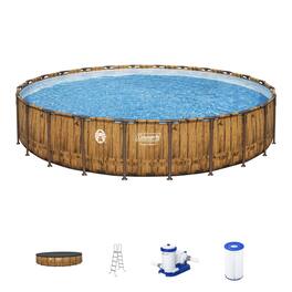 Coleman - Power Steel 24' x 52" Metal Frame Round Above Ground Swimming Pool Set - Brown