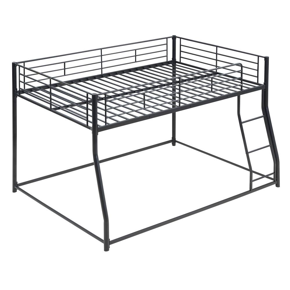Alt View 6. Loheer - Loheer Full XL Over Queen Bunk Bed Black Metal Floor Bed Frame - Black.