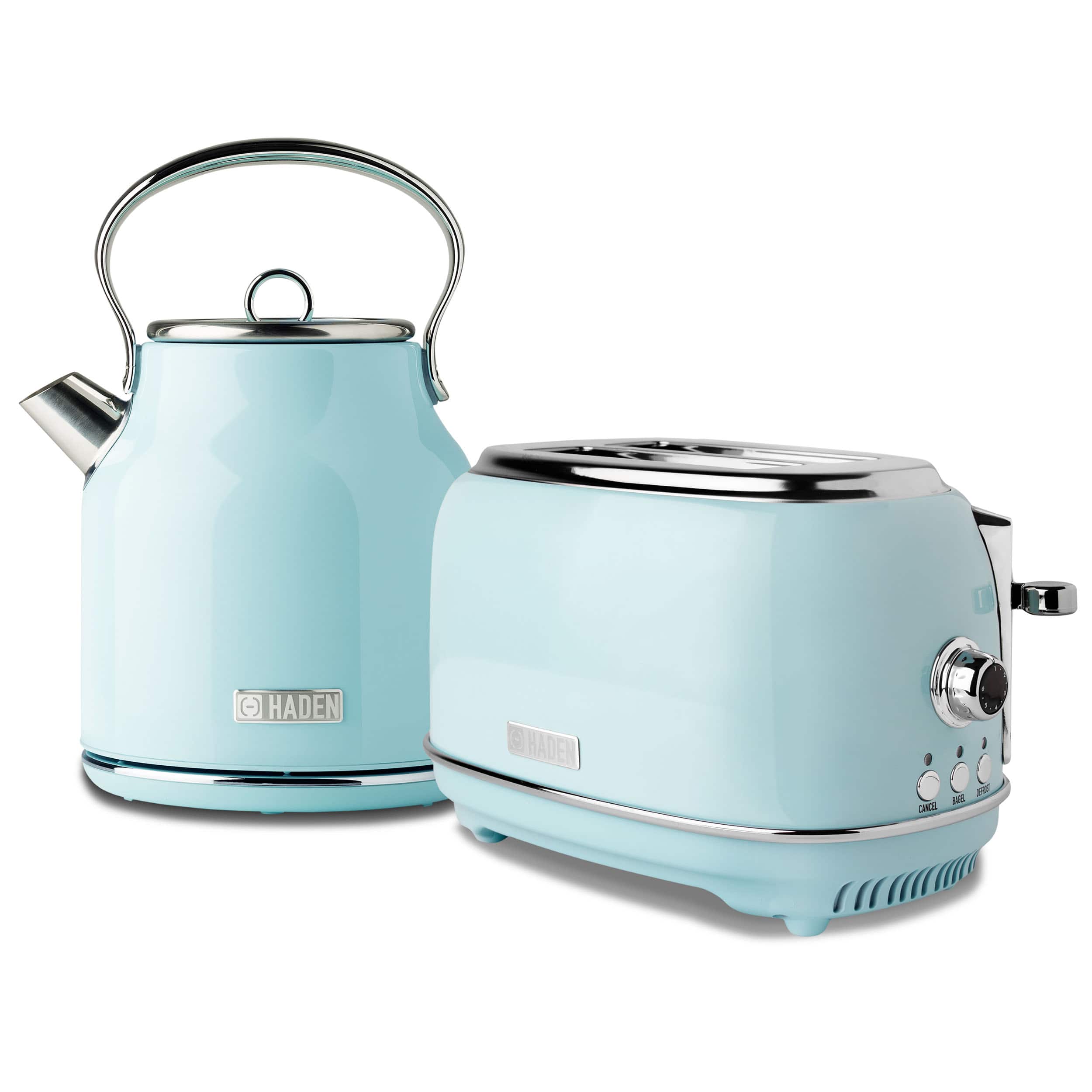 Haden - Heritage 1.7 Liter Stainless Steel Electric Kettle with Toaster, Turquoise - Blue