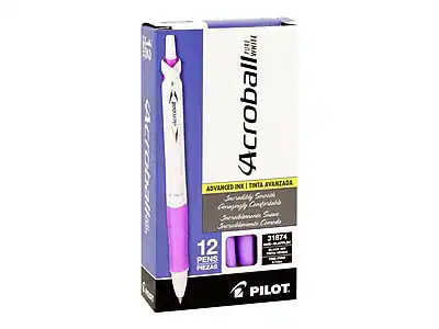 Pilot Acroball Ink Type Pilot Acroball PureWhite Advanced Ink Retractable Ballpoint Pens, Fine ...