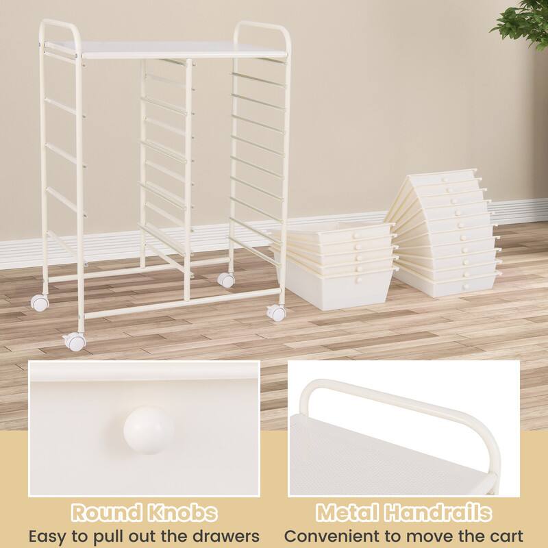 Round Knobs Metal Handrails  
Easy to pull out the drawers  
Convenient to move the cart