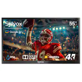 Sylvox - 55" Outdoor TV, 1000nits Google Smart TV, IP55 Waterproof Partial Sun Outside TV(Deck Pro3.0)