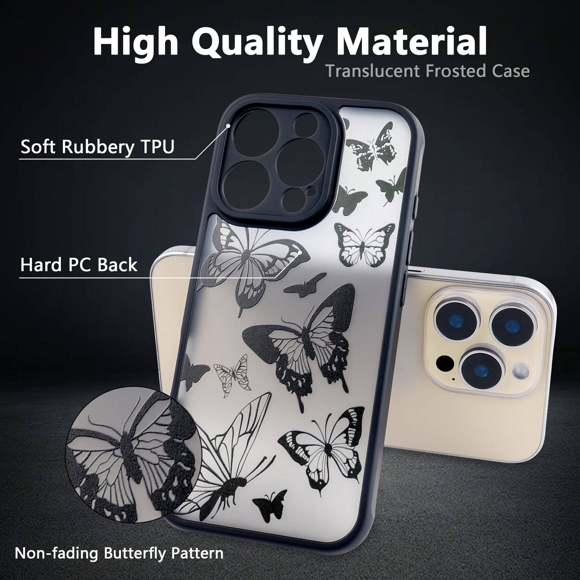 High Quality Material  
Translucent Frosted Case  

Soft Rubbery TPU  
Hard PC Back  
Non-fading Butterfly Pattern