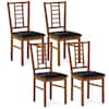 Front. Gymax - Gymax Wood Dining Chairs Set of 4 w/Rubber Wood Frame Padded Seat Slatted Backrest Walnut - Brown.