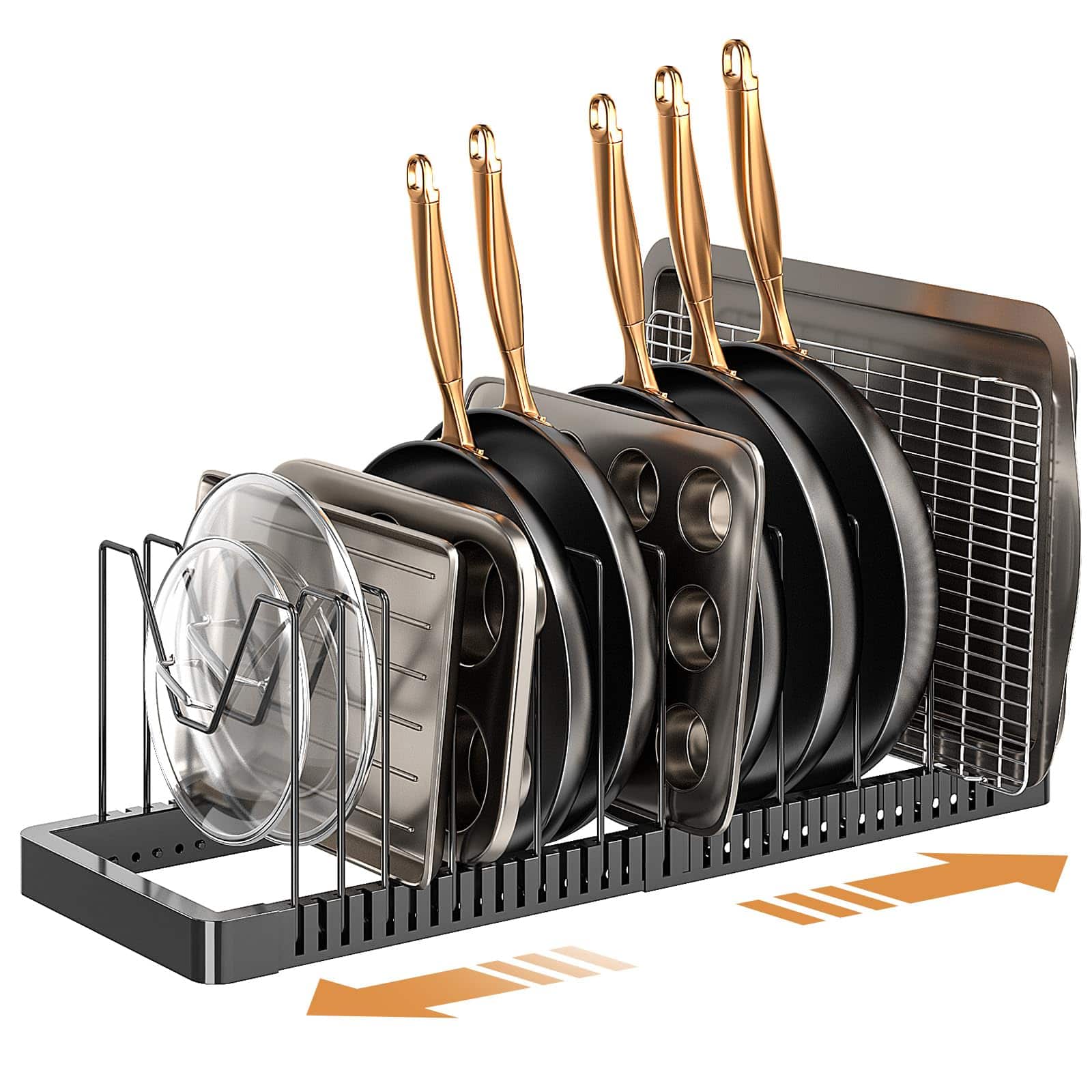 Cedar Assembly - Pots and Pans Organizer under Cabinet, Expandable Pot Lid Organizer Holder with 12 Adjustable Compartment, - 12 Dividers