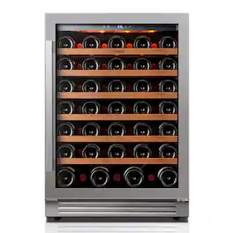 Ca'Lefort - 24 Inch Wine cooler Refrigerator , 61-bottle, 40-65°F,3 color LED, 5.65 cu.ft, built-in/freestanding,For Home Bar Office - Stainless Steel