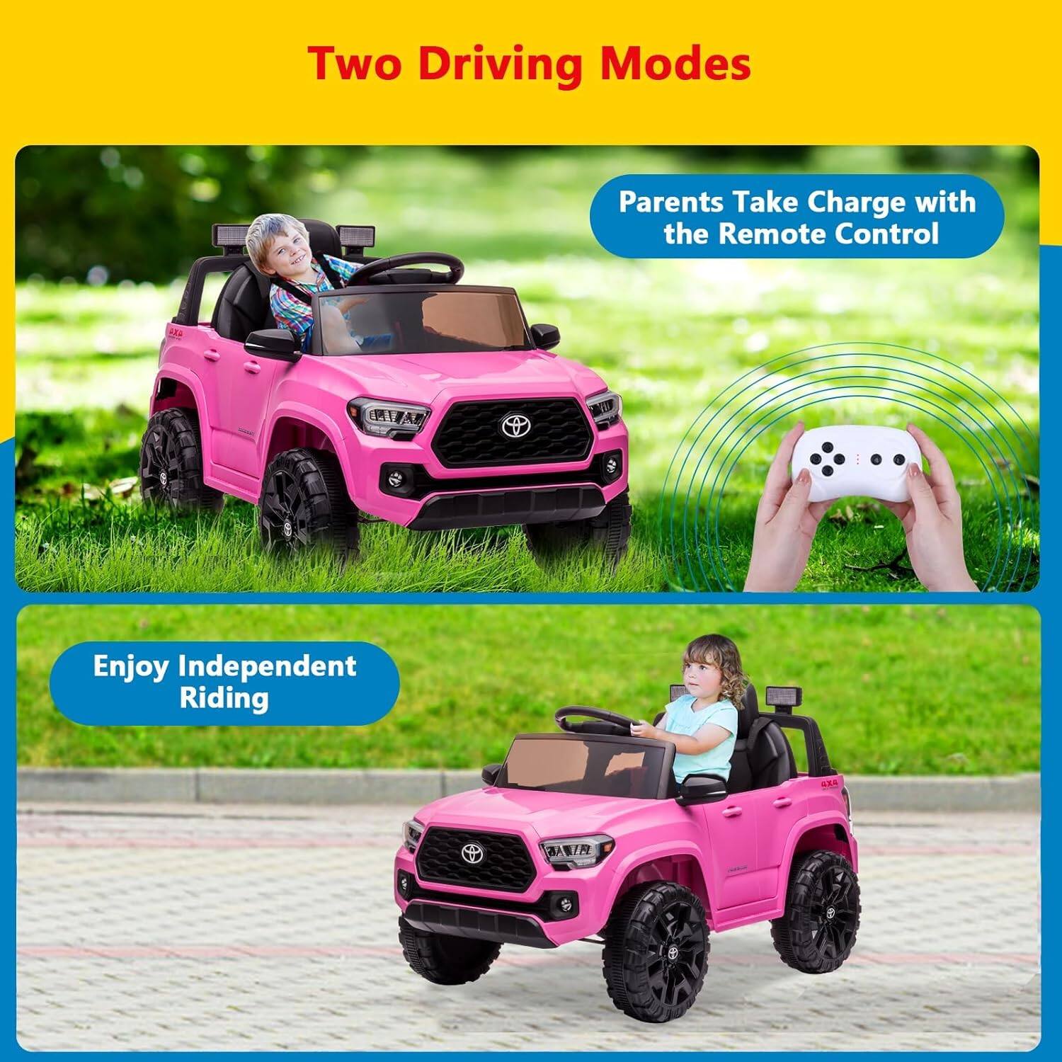 Two Driving Modes

Parents Take Charge with the Remote Control

Enjoy Independent Riding