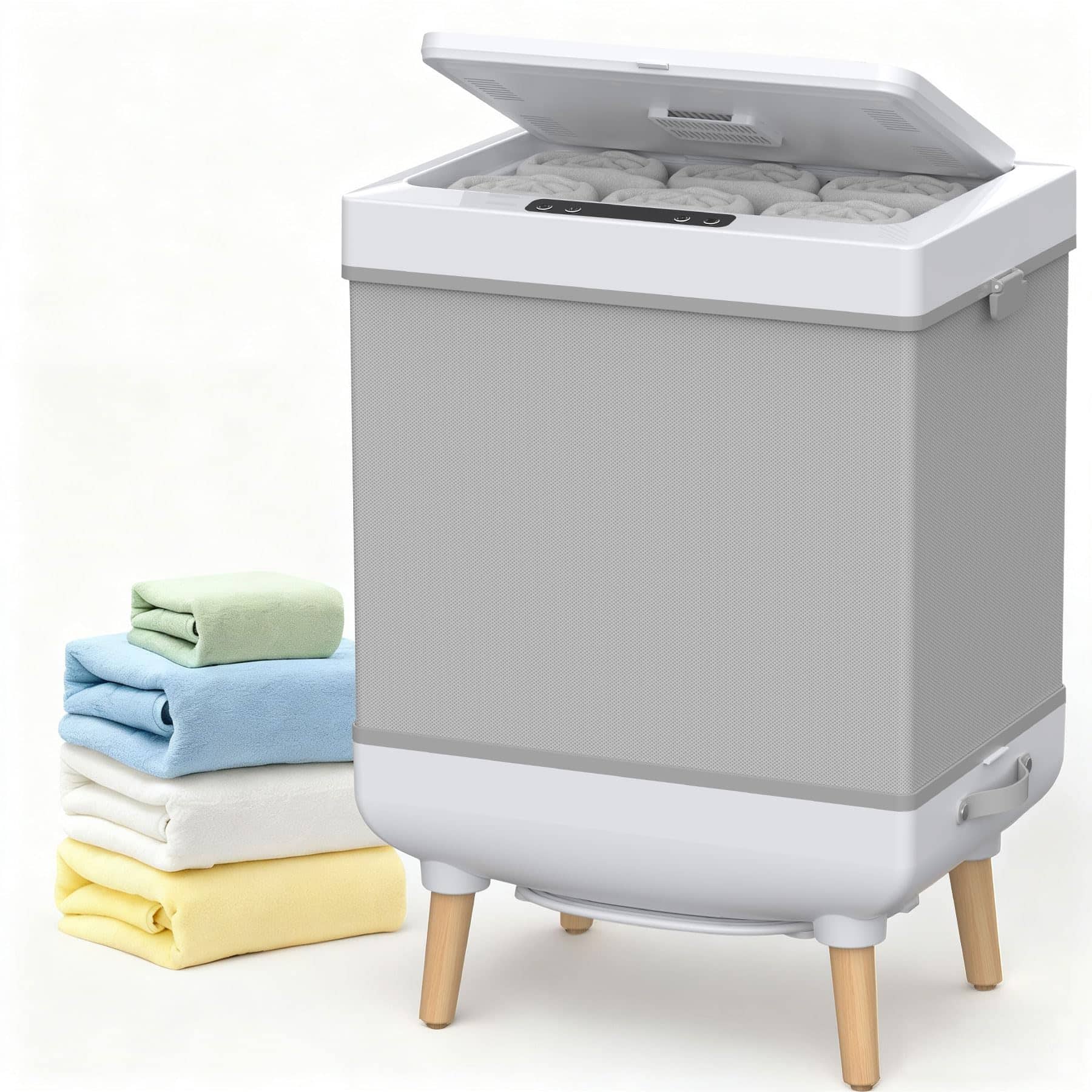 JETRANSPORT - 2025 Large Towel Warmer With 35l Capacity Foldable Bucket For Bathroom Fit Oversized Towels Bathrobes Blankets - Default