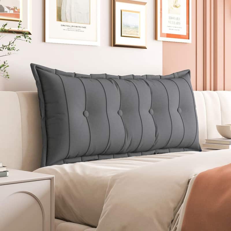 wowmax - Headboard Pillow Full Reading Pillow for Bed & Couch, Removable Cover - Gray