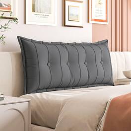 wowmax - Headboard Pillow Full Reading Pillow for Bed & Couch, Removable Cover - Gray