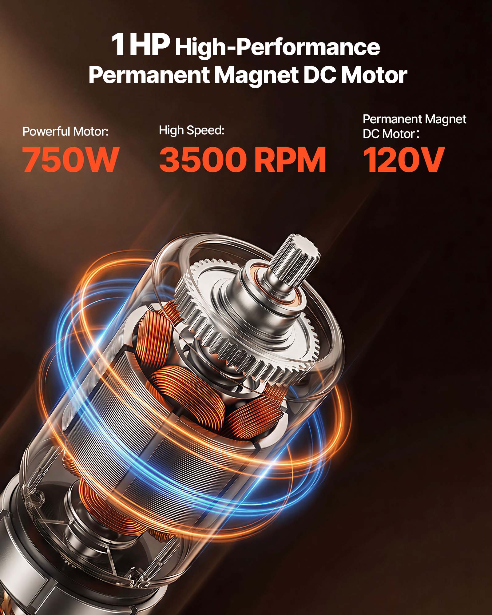 1 HP High-Performance Permanent Magnet DC Motor

Permanent Magnet DC Motor:
- Powerful Motor: 750W
- High Speed: 3500 RPM
- 120V