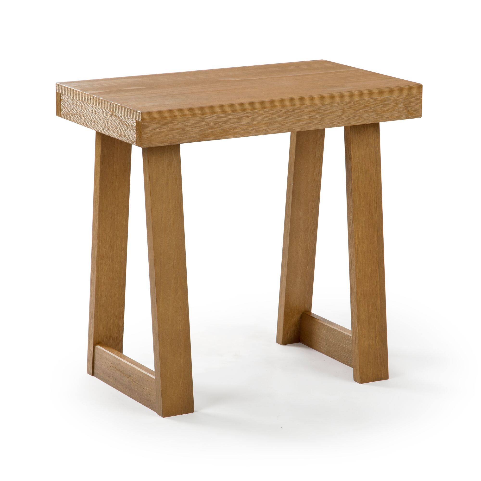 Alt View 2. Plank+Beam - Classic Rectangular Side Table (25in x 15in / 630mm x 375mm), Pecan Wirebrush - Pecan Wirebrush.