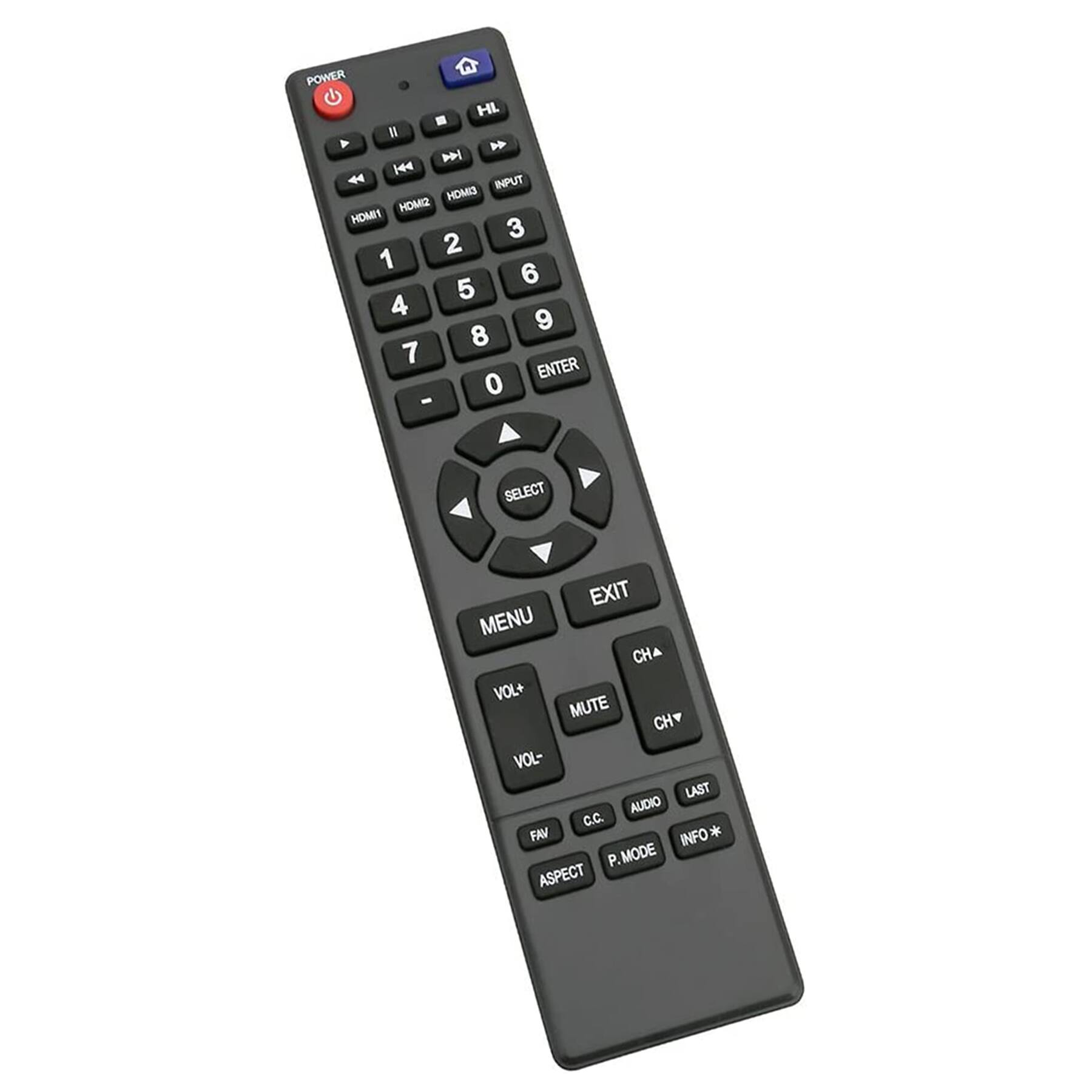 POWER  
HL  
HDMI1 HDMI2 HDMI3 INPUT  
1 2 3  
4 5 6  
7 8 9  
0 ENTER  
SELECT  
MENU EXIT  
CHA CH+  
VOL+ VOL-  
MUTE  
C.C. AUDIO LAST  
INFO*  
P.MODE  
ASPECT  
F.AV