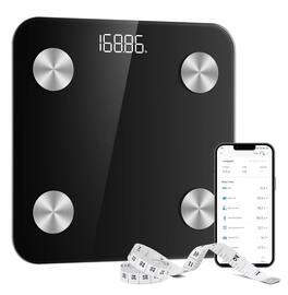 FINEAK - Advanced Smart Bathroom Scale-20 Body Metrics & App - Black Smart Bluetooth