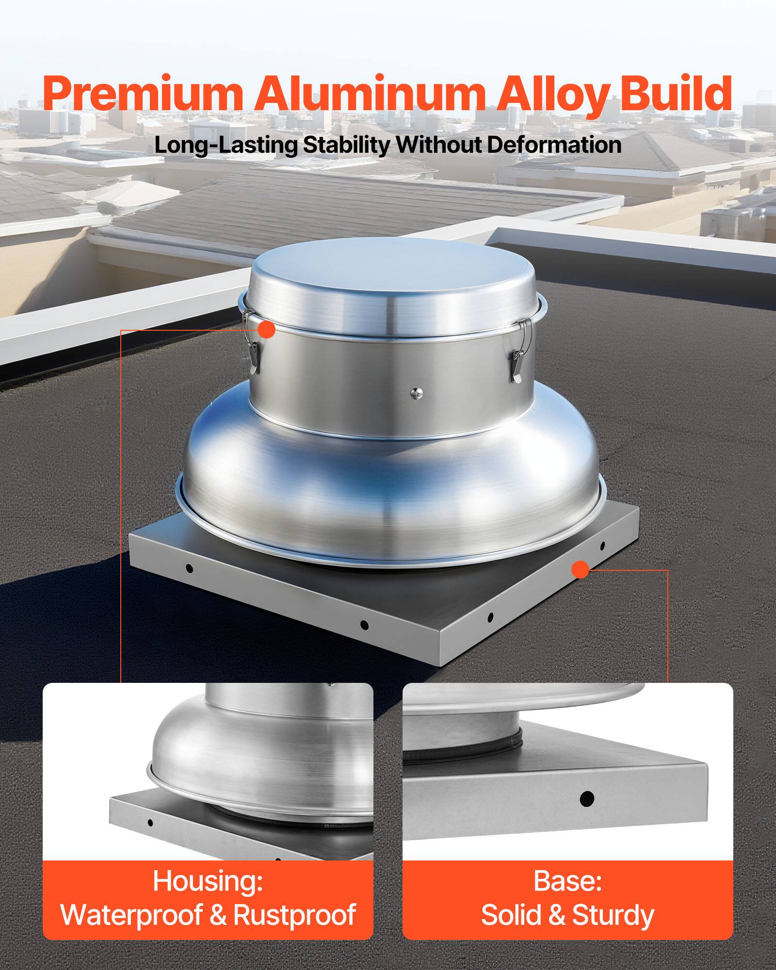 Premium Aluminum Alloy Build  
Long-Lasting Stability Without Deformation  

Housing: Waterproof & Rustproof  
Base: Solid & Sturdy