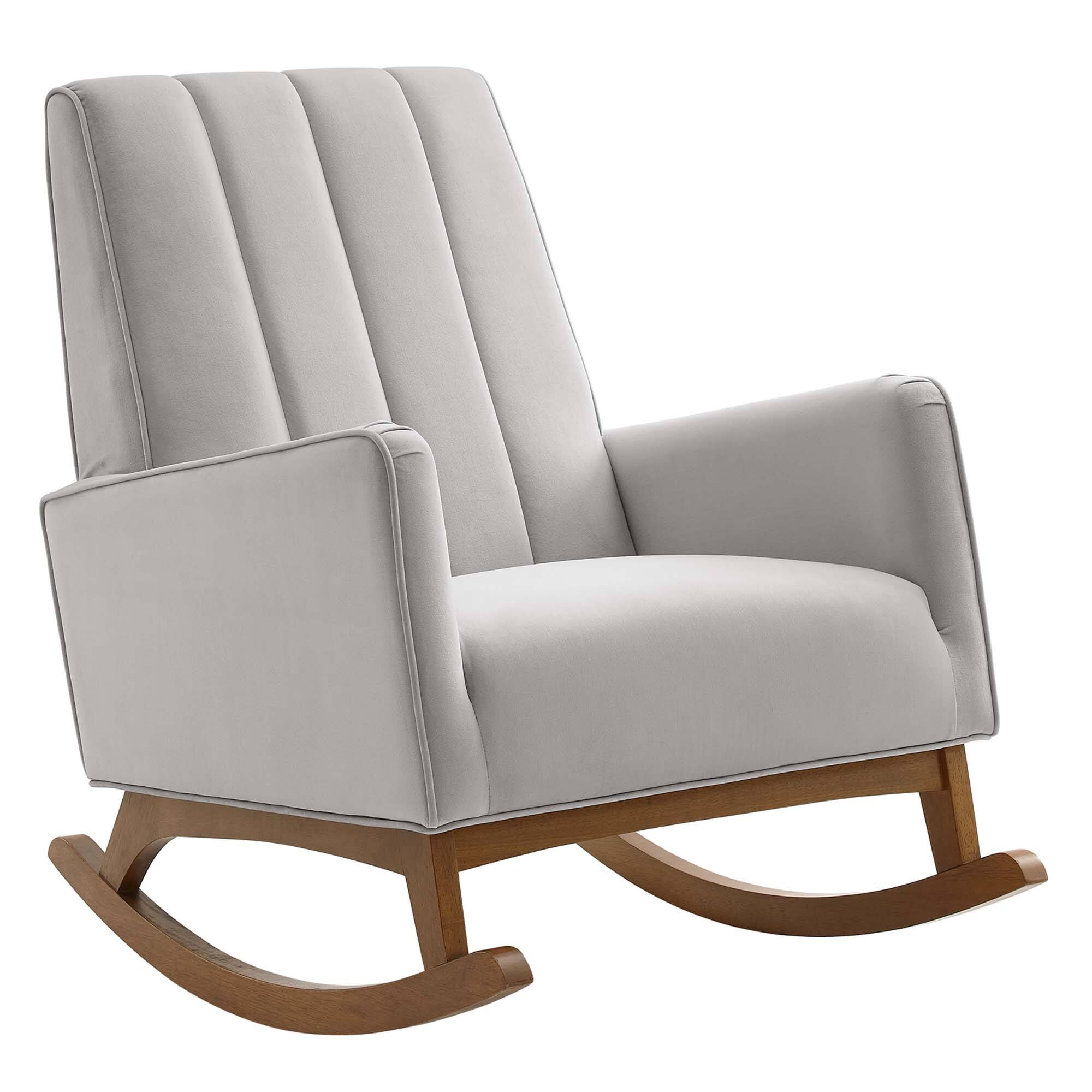 Angle. Modway - Sway Performance Velvet Rocking Chair by Modway - Light Gray.