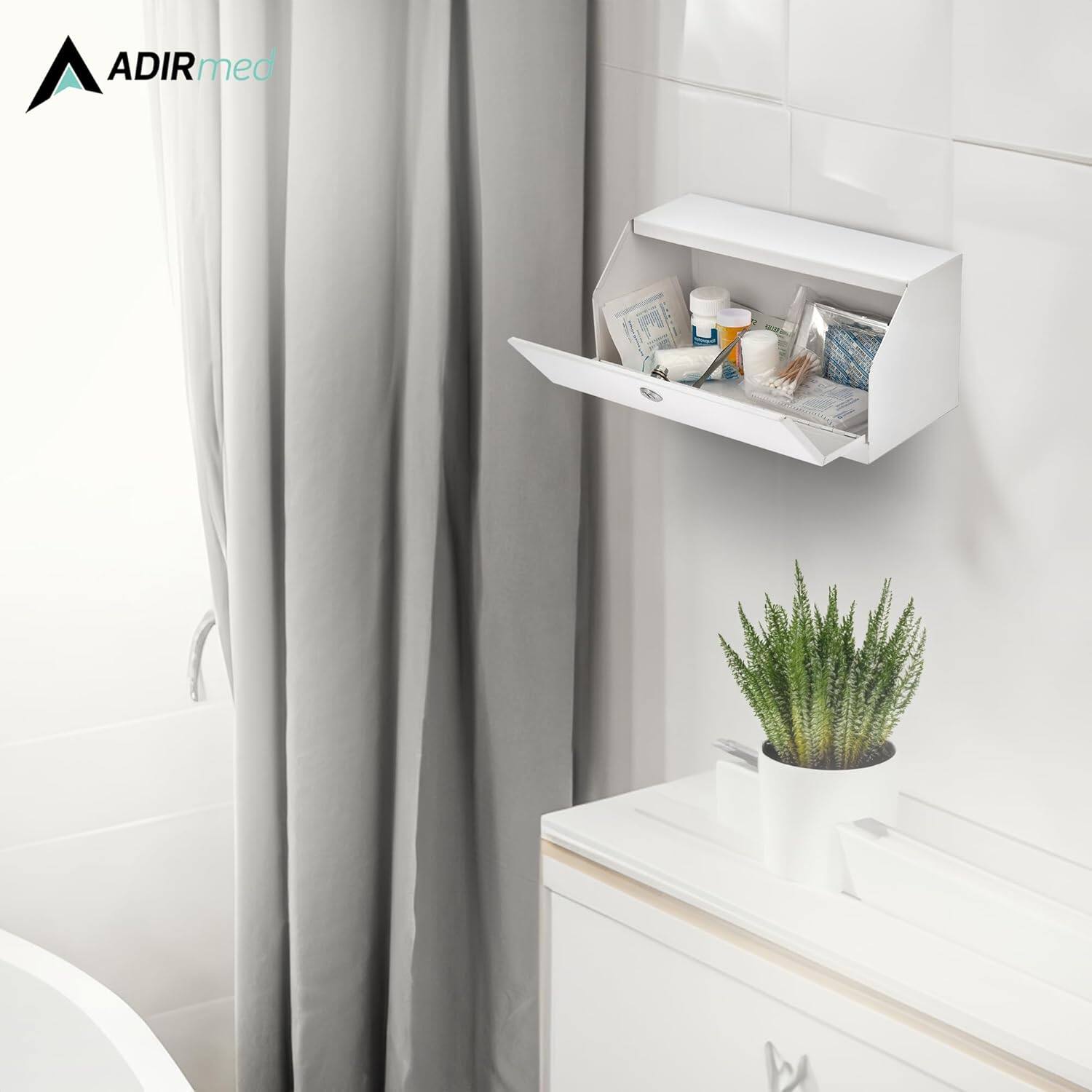 Alt View 4. Viva Comfort - Compact Steel Surface Mount Bathroom Medicine Cabinet with Lock - White.