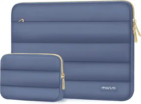 Front. mosiso - Puffy Laptop Sleeve 15-15.6 inch for MacBook Pro 16, HP Dell ASUS Acer Toshiba Lenovo Notebook - Lavender Gray.