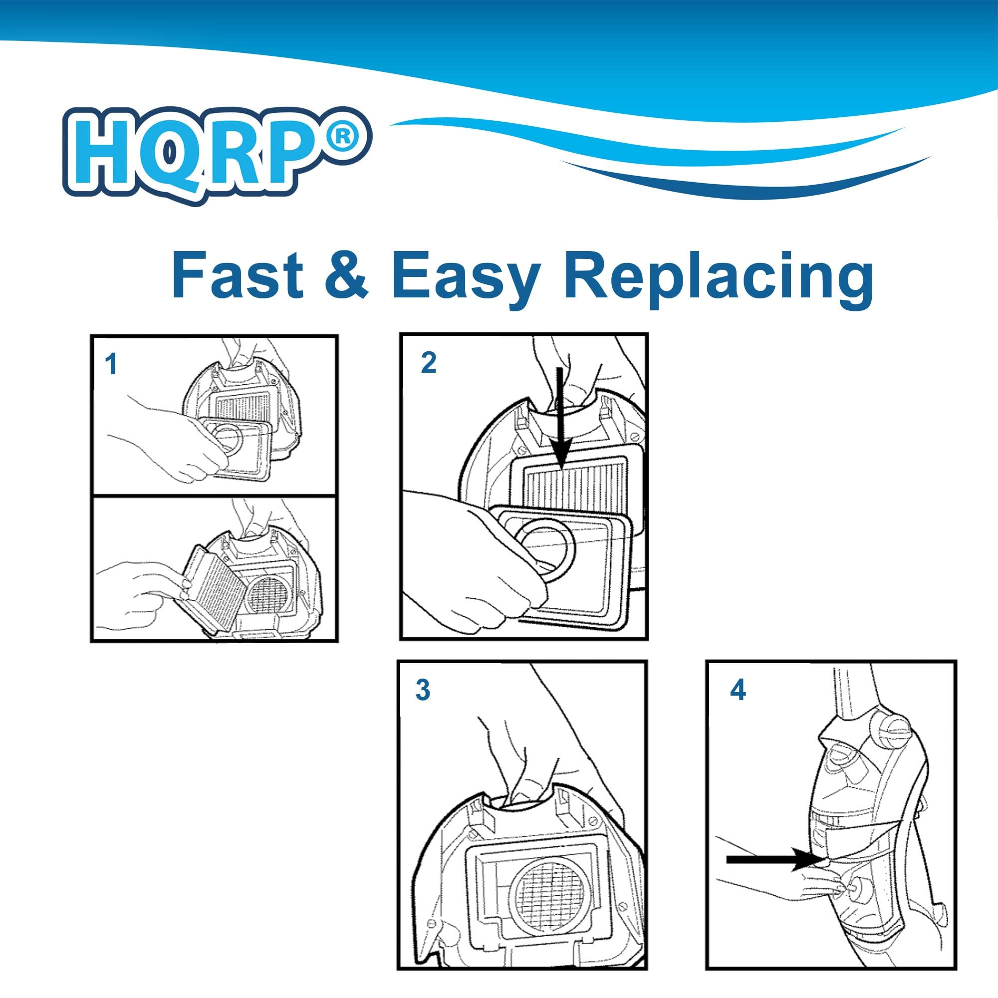 HQRP®  
Fast & Easy Replacing  

1  
2  
3  
4