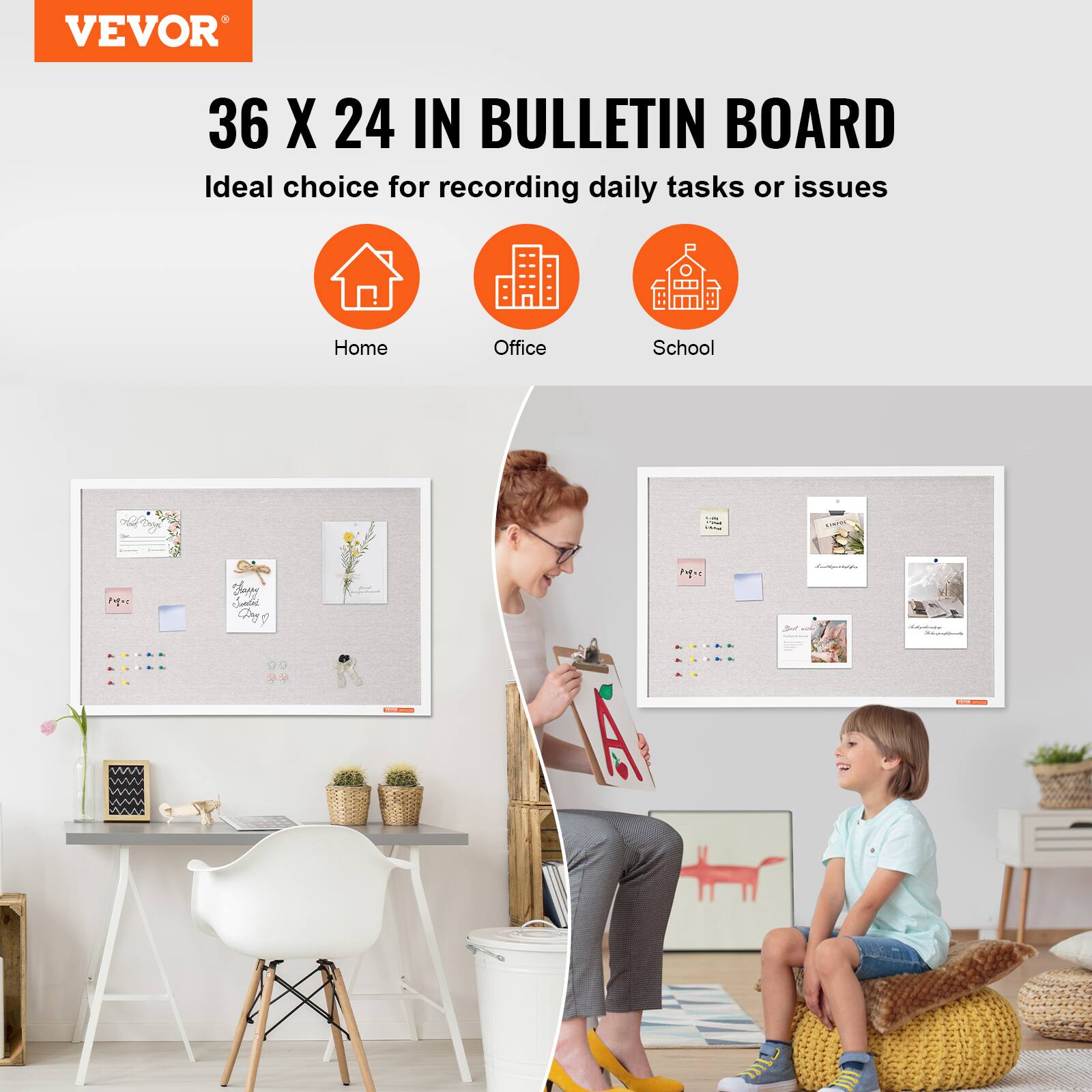 VEVOR 36 X 24 IN BULLETIN BOARD Ideal choice for recording daily tasks or issues Home Office School