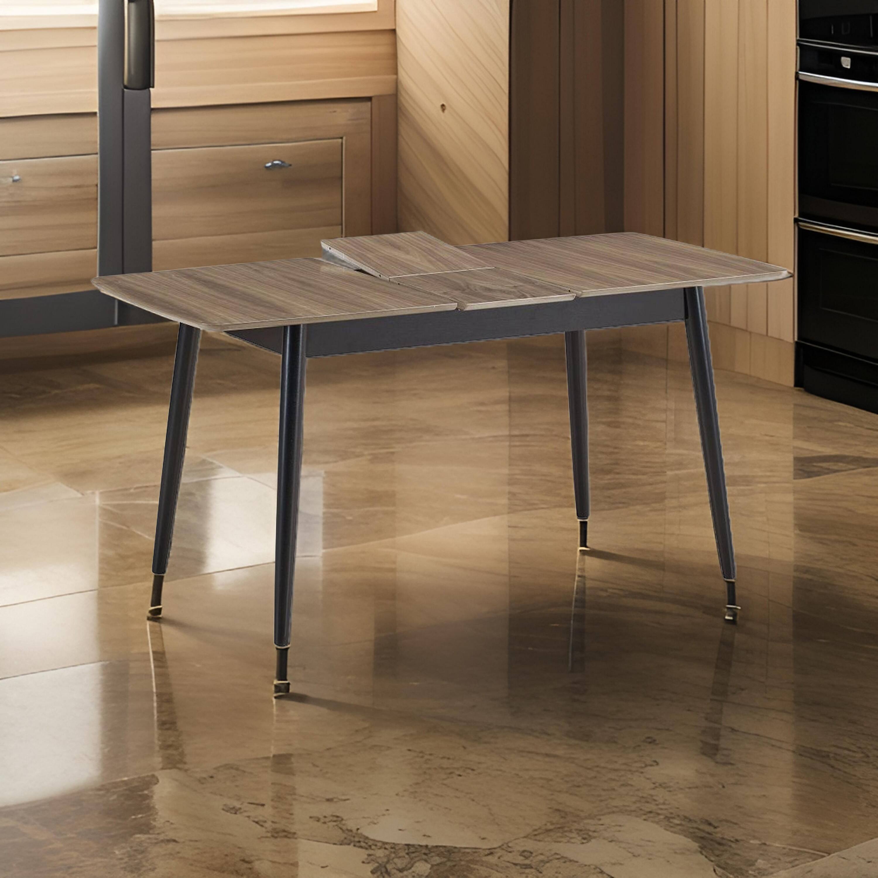 Alt View 5. Manhattan Lane - Anae 51-63 Inch Dining Table, Butterfly Leaf, Brown Wood Top, Black Legs - Brown, Black.