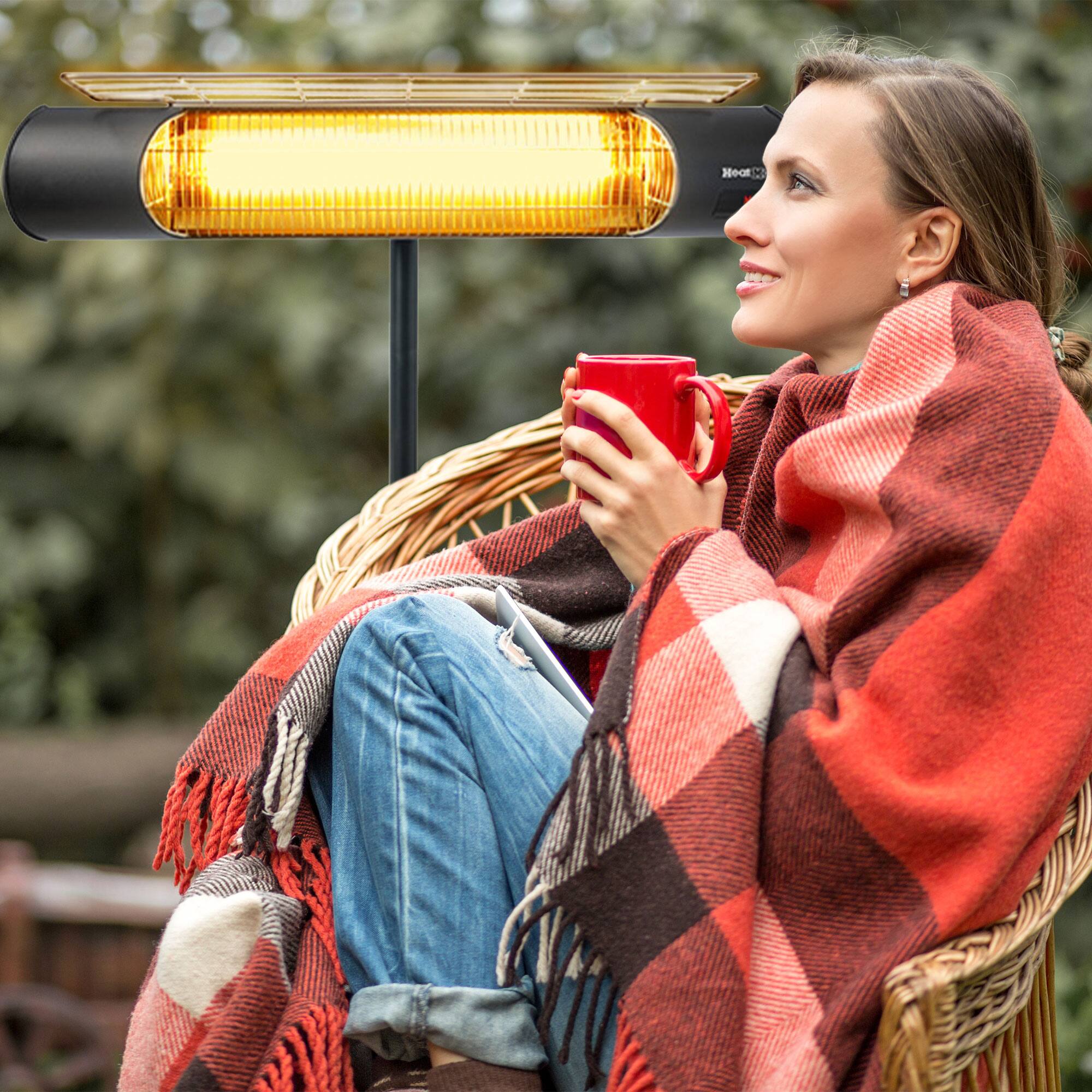 Alt View 4. Sengoku - Sengoku HeatMate Weatherproof Graphite Patio Heater with Stand and Remote, Black - Black.