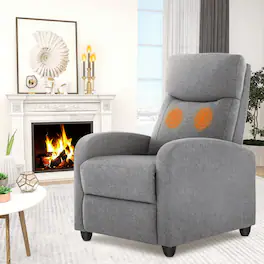 Bestier - Manual Recliner Chair Winback Single Sofa,Massage and Heating,Casual Chair For Living Room - Gray