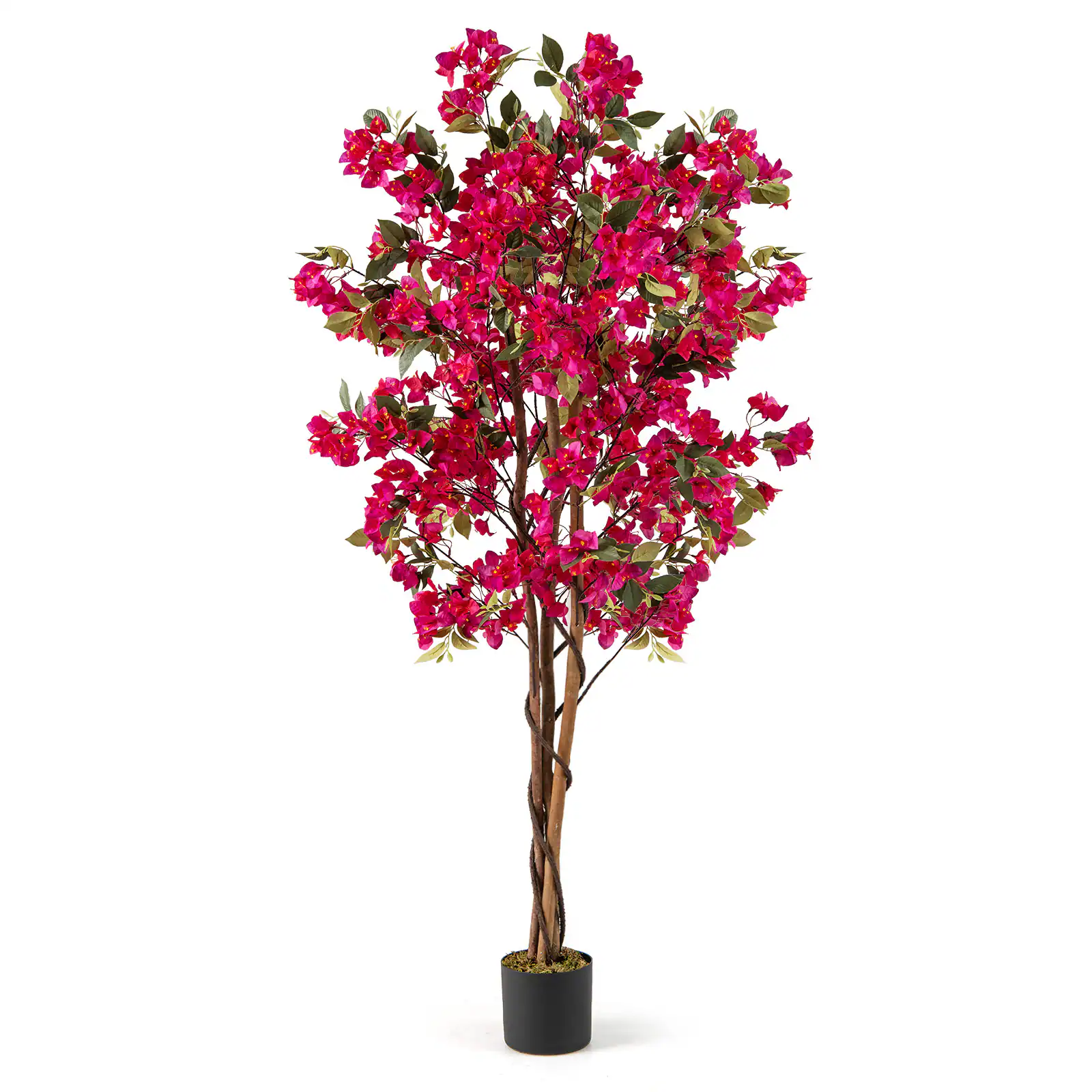 Gymax - 6 FT Artificial Bougainvillea Tree Tall Faux Pre-potted Tree w/ 910 Flowers - Red