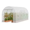 Front. VEVOR - Walk-in Tunnel Greenhouse, 14.6x6.4x6.3 ft Hoop House Greenhouse Tunnel, Plant Hot House with Galvanized Steel Frame - White.