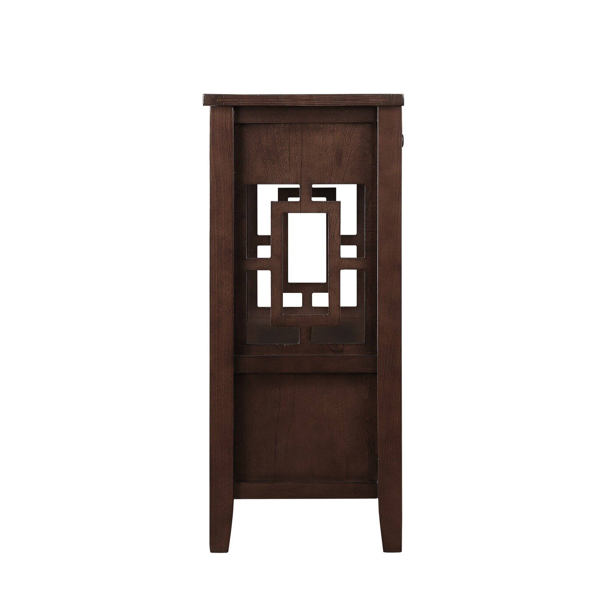 Alt View 4. GOODSILO - Farmhouse Pine Wood Console Table with Drawers and Storage Shelf for Entryway Living Room Bedroom Hallway Kitchen - Espresso.