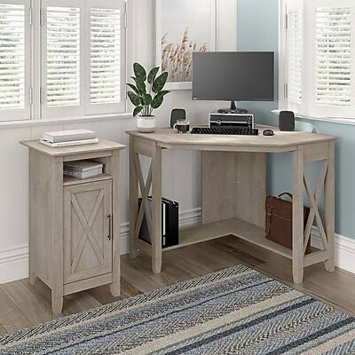 Alt View 5. Bush Furniture - 34"W Small Corner Desk(KWD134WG-03) - Washed Gray.