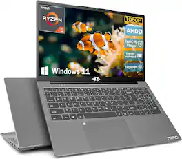 NIMO - 15.6 FHD IPS Laptop-Computer AMD Ryzen 5 16GB RAM 1TB SSD 3.7GHz - Gray