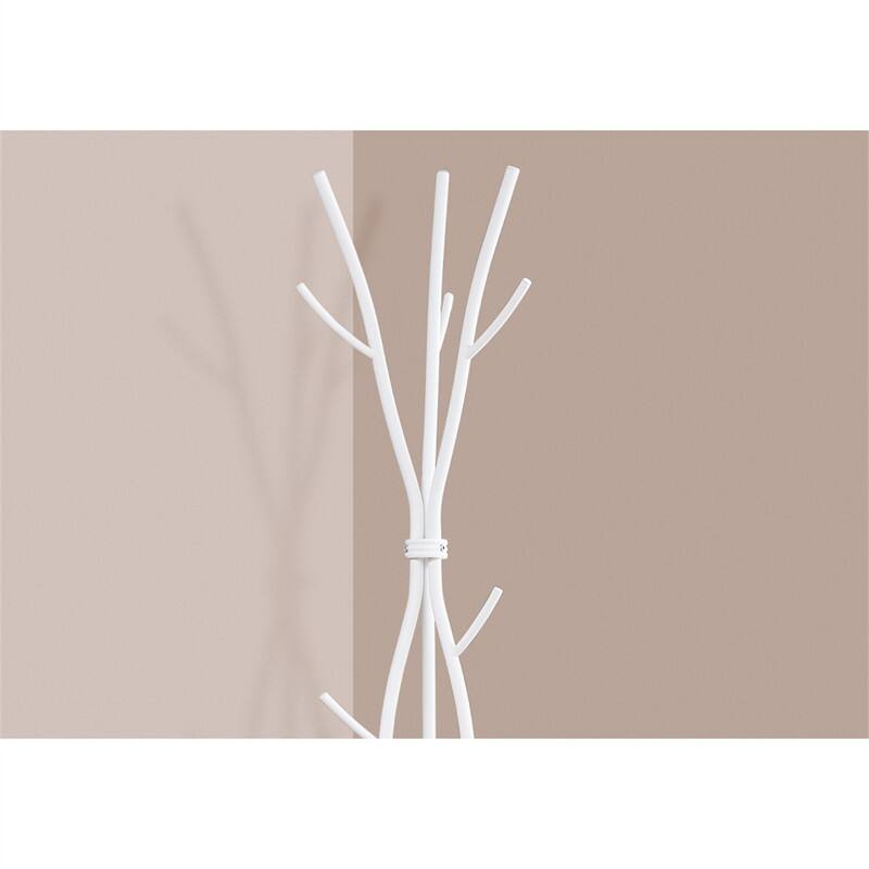 Back. ALEXOUN - Metal Branch Design Coat Rack, Hall Tree, Free Standing with 11 Hooks, Ideal for Entryway and Bedroom, 74" Height, - White.
